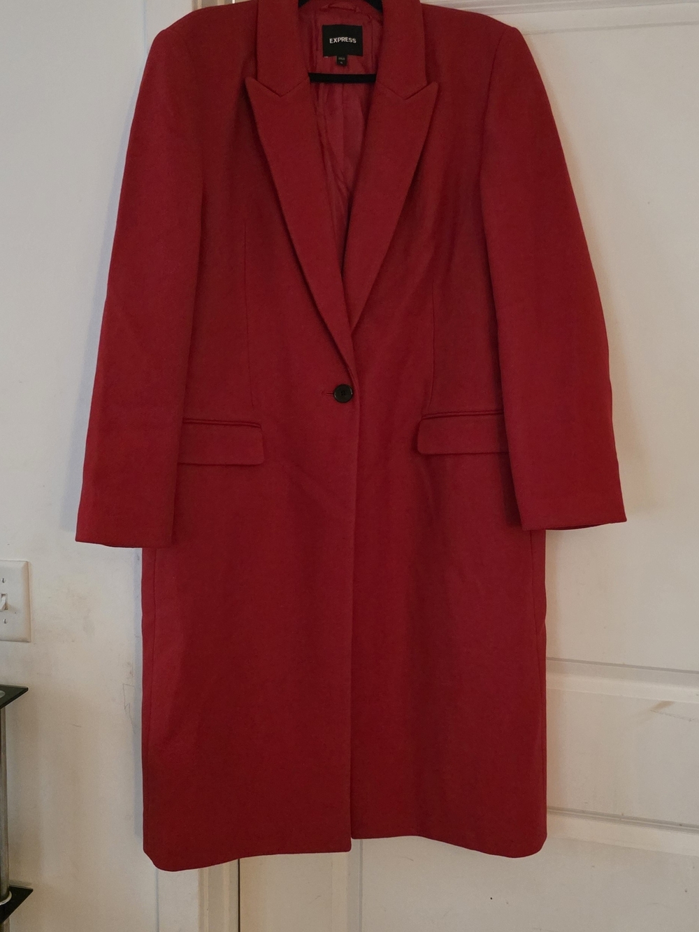 Express Red Single-Button Wool-Blend Trench Coat